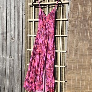 NEW Fushia Floral Slit Maxi Dress S